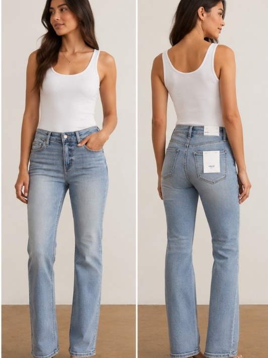 Vervet By Flying Monkey "Miranda" Midlight Blue Women's High-Rise Straight Jeans
